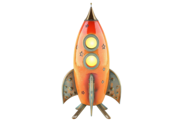 Vintage Rocket Ship with Glowing Lights