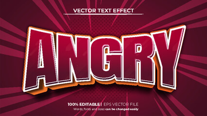 Vector angry editable 3d text effect template with red gradient background
