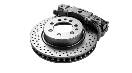 Car ventilated disc brake isolated on white background