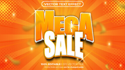 Vector mega sale editable text effect 3d style on sparkle background