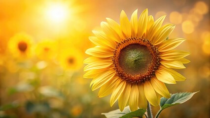 Obraz premium Vibrant yellow petals of a mature sunflower, softly blurred, reveal intricate textures of delicate wrinkles and gentle folds against a warm, creamy background.