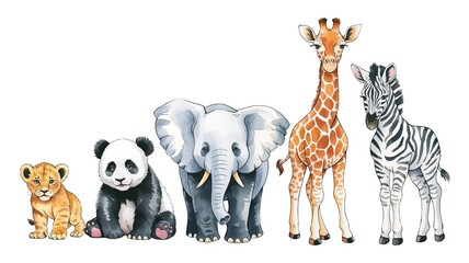 Obraz premium animales icons in watercolor on a white background