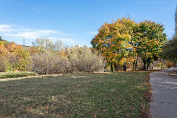 Autumn view of South Park in city of Sofia, Bulgaria