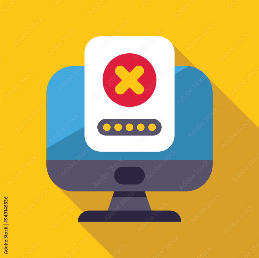 Poster computer displaying an error message with a password input field, representing the concept of cybers