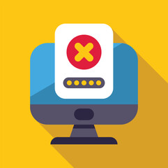 Fototapeta premium Computer displaying an error message with a password input field, representing the concept of cybersecurity and online security breaches