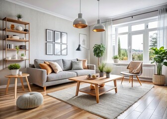 Fototapeta premium scandinavian clean minimalist natural light wood accents hygge cozy modern simplicity aesthetic
