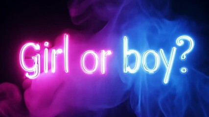Gender Reveal Sign With Colorful Neon Lights at a Celebration Generative AI