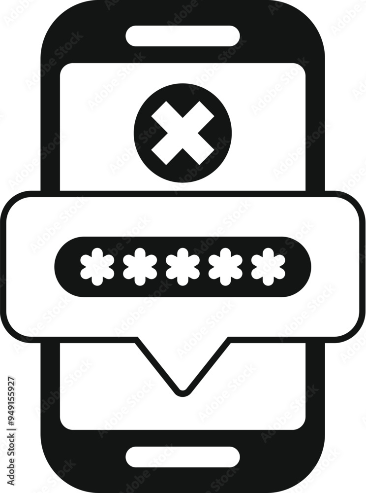 Poster simple vector icon representing the concept of incorrect password input