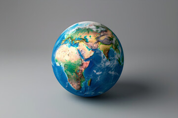 Fototapeta premium Detailed High-Resolution Globe Highlighting Earth's Continents and Oceans with Realistic Lighting and Depth