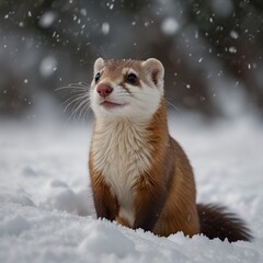 Obraz premium Cute Adorable Furry Ferret Mammal Animal in the winter 