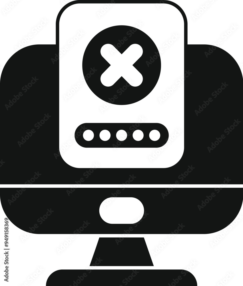 Poster simple vector icon of a computer displaying a wrong password input message, perfect for projects rel