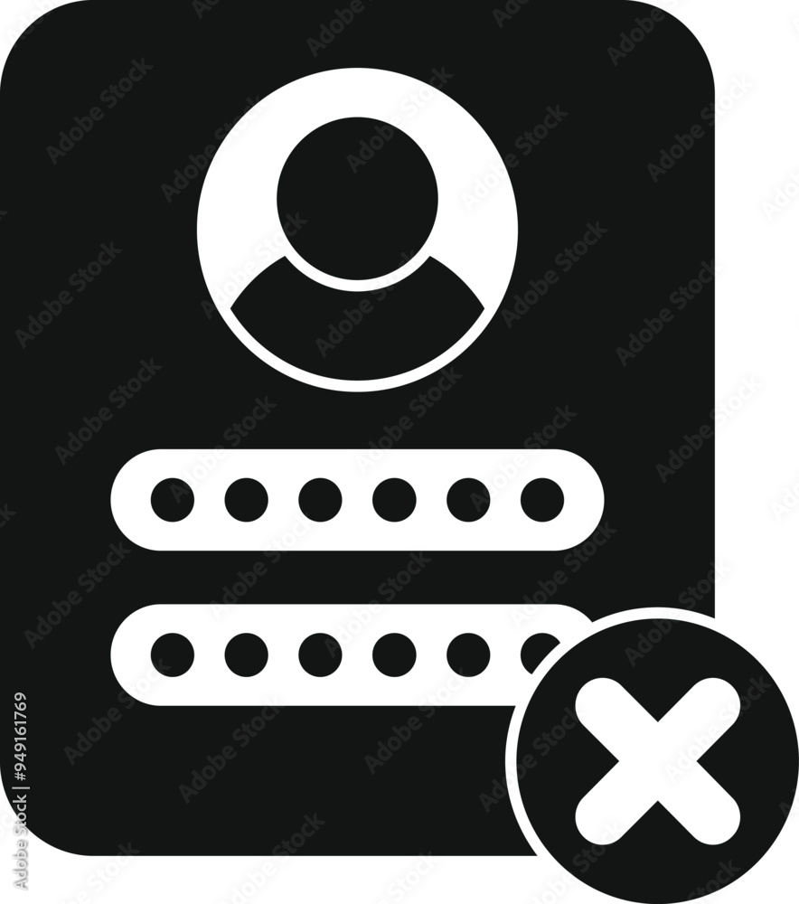 Poster simple vector icon of a login attempt being denied with a red x