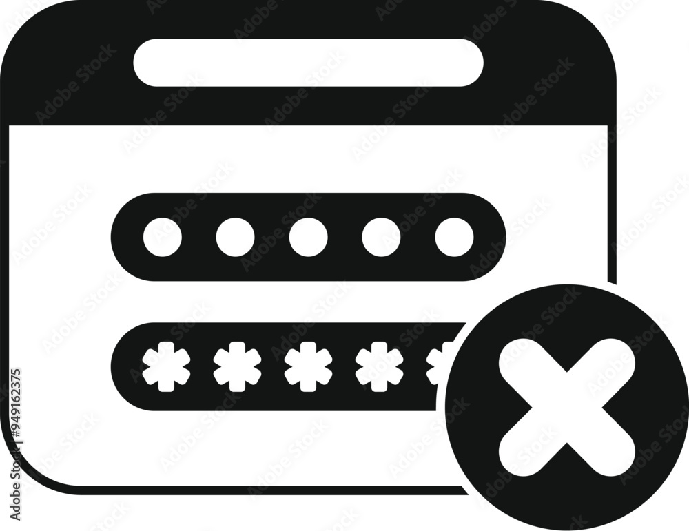 Poster simple vector icon representing the concept of failed login attempt