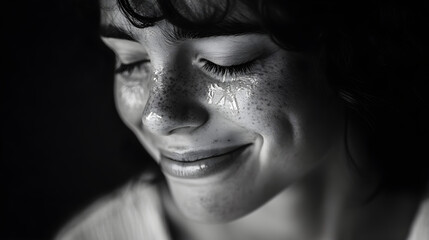 Fototapeta premium Gentle moments joy and smiling woman emotional delight