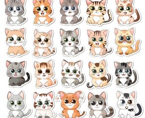 Fototapeta premium set icon of cute cat character poses scene in pastel colors, white background, vector art illustration 