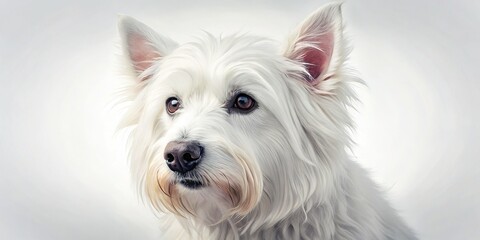 Whimsical White Canvas Canine Close-Up On-White Background Mood Whimsical Style Realistic Color White Concept Minimalist Illustration Technique High-Contrast