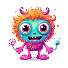Cute monster. Funny fantastic creature with big eyes.