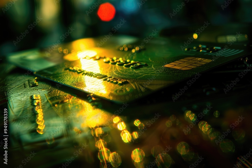 Fototapete close-up shot of a computer chip on a table, suitable for use in educational or technical contexts