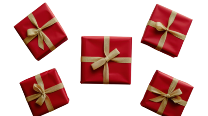 Gift Christmas red boxes isolated on white background