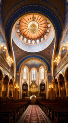 Fototapeta premium Religious Intricacy: Stunning Architecture & Ornate Paintings inside the Gwoździec Synagogue
