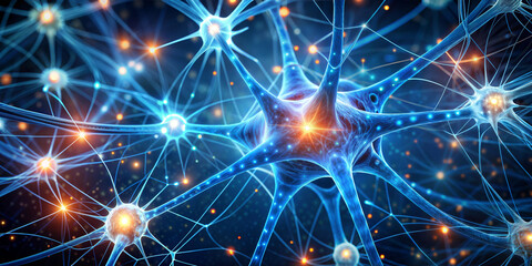 Fototapeta premium Abstract Neural Network Representation in Blue Tones, Artificial Intelligence and Brain Connectivity Concept