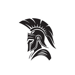 Minimalist Spartan Logo Vector in Black and White on a White Background