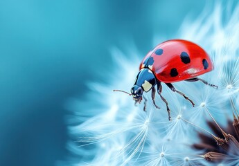 Fototapeta premium Ladybug on a Dandelion