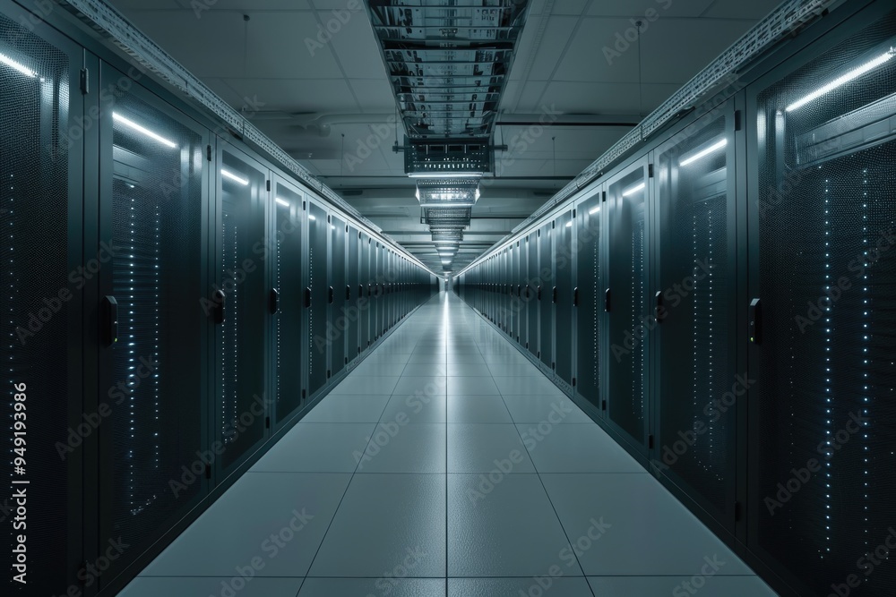 Aufkleber row of servers in a data center