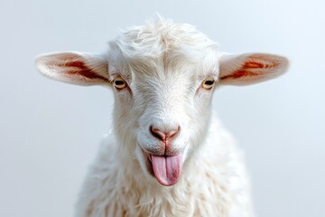Obraz premium Playful Lamb with Tongue Out