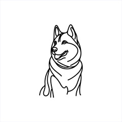 oneline art monoline dog shepherd husky