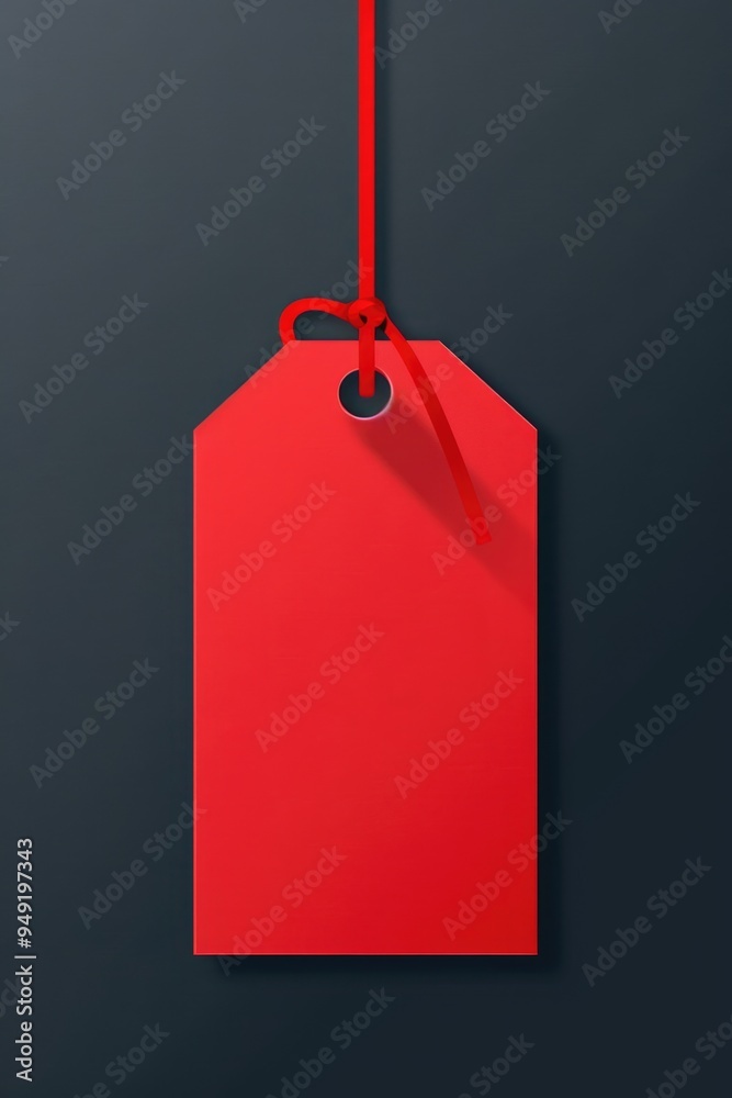 Poster A red price tag hangs from a red string in a simple, yet eye-catching design