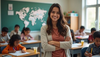 World Teachers' Day portrait of middle eastern female teacher