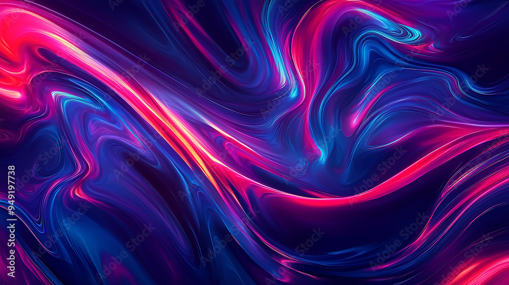 Sticker colorful abstract neon wave in dynamic motion design