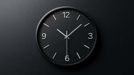 A round clock face showing midnight, with a minimalistic design and clear numbers.