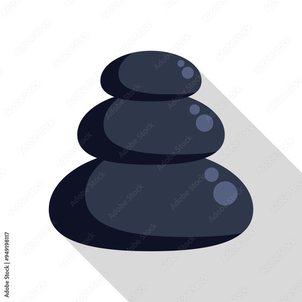 Poster Three black massage stones are balancing on top of each other, creating a relaxing spa atmosphere