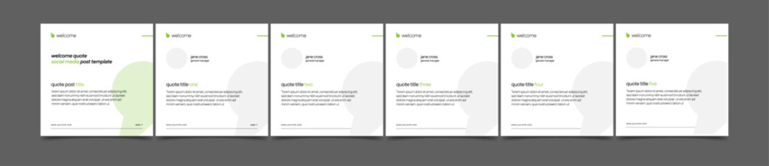 instagram slider banner post template inspiration carousel quotes green gray color white background flat simple minimal modern fresh clean design social media square size poster vector templates © angutyo
