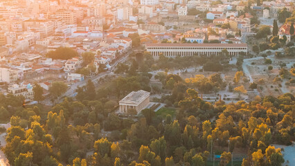 greece capital athens day and night sunrise sunset light aerial view
