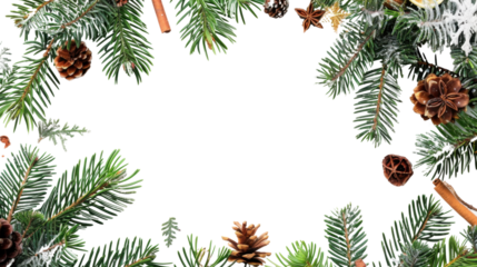 Decorative christmas wreath frame Christmas border isolated on white background 