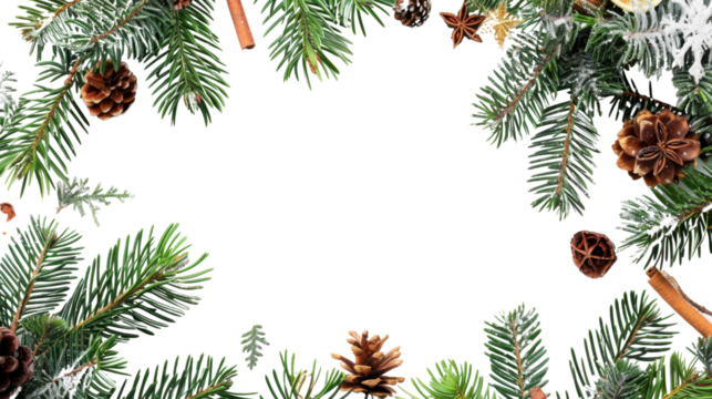 Decorative christmas wreath frame Christmas border isolated on white background 