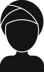 Black silhouette of a woman wearing a towel on her head on a white background