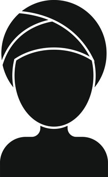recommend clip art: Black silhouette of a woman wearing a towel on her head on a white background