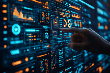 Obraz premium Futuristic Digital Interface with Data Visualization