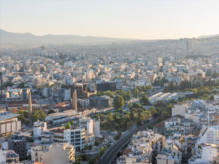 greece capital athens day and night sunrise sunset light aerial view