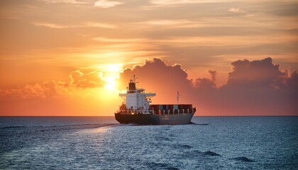 Obraz premium tanker at sunset