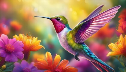 Fototapeta premium hummingbird and flower