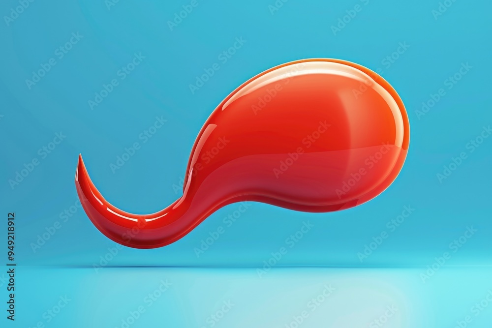 Poster a drop of red liquid forming the shape of a mustache on a blue background, ideal for use in illustra