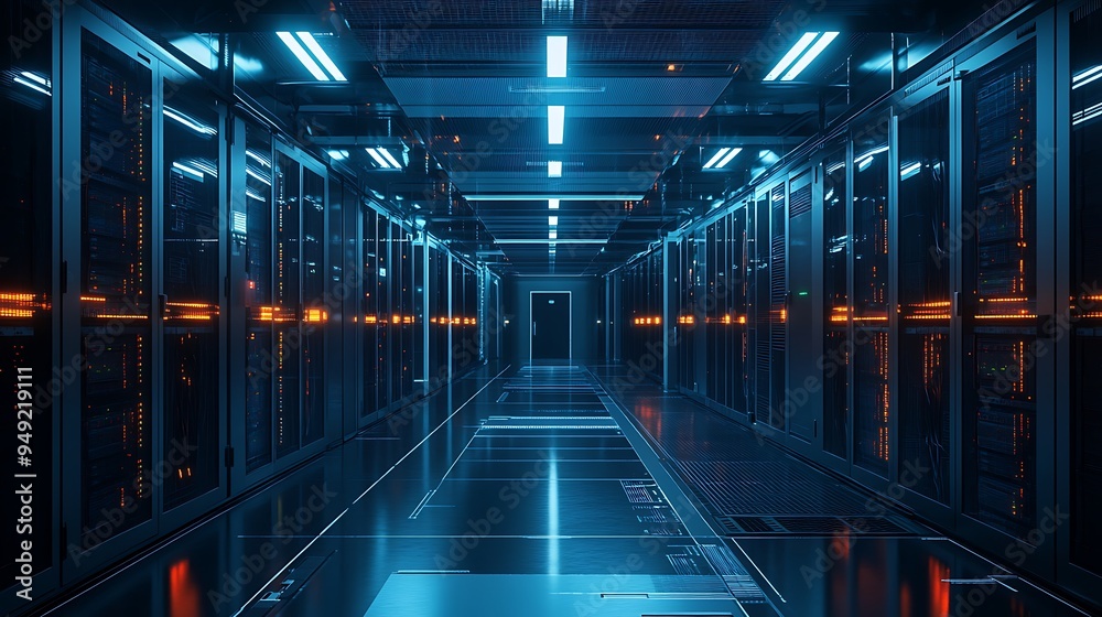 Aufkleber high-security data center with advanced monitoring, biometric access, and robust security layers, fo