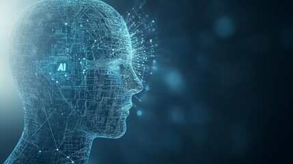 Futuristic abstract representation of artificial intelligence, showcasing digital brain technology and neural connections.