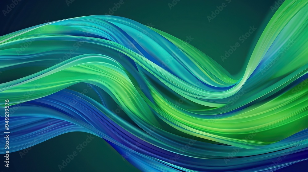 Poster Abstract Green and Blue Swirling Design