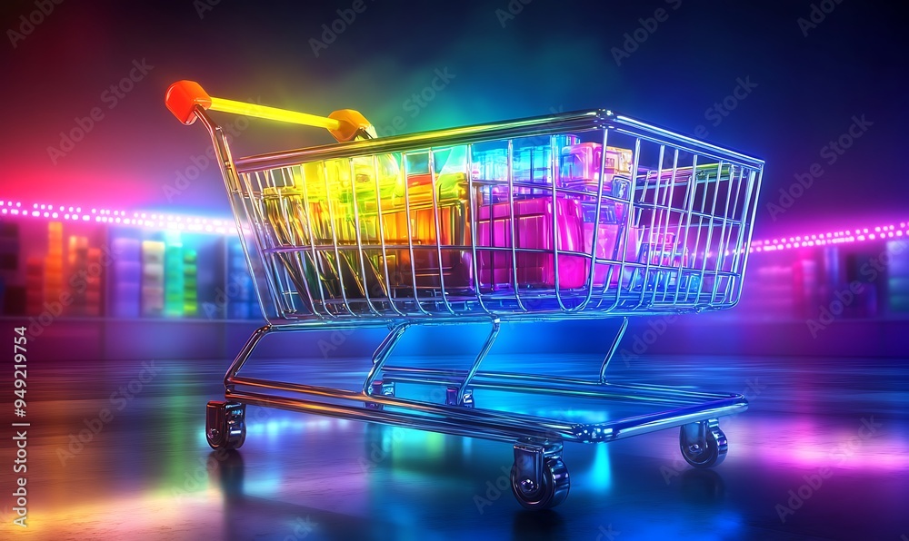 Aufkleber Digital Shopping Cart with AI-Driven Product Suggestions and Streamlined Checkout, Advanced and Efficient Design, Photo Realistic